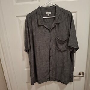 3/$15 Croft & Barrow Men's Short Sleeve Button Down Shirt Gray Linen Blend XXL